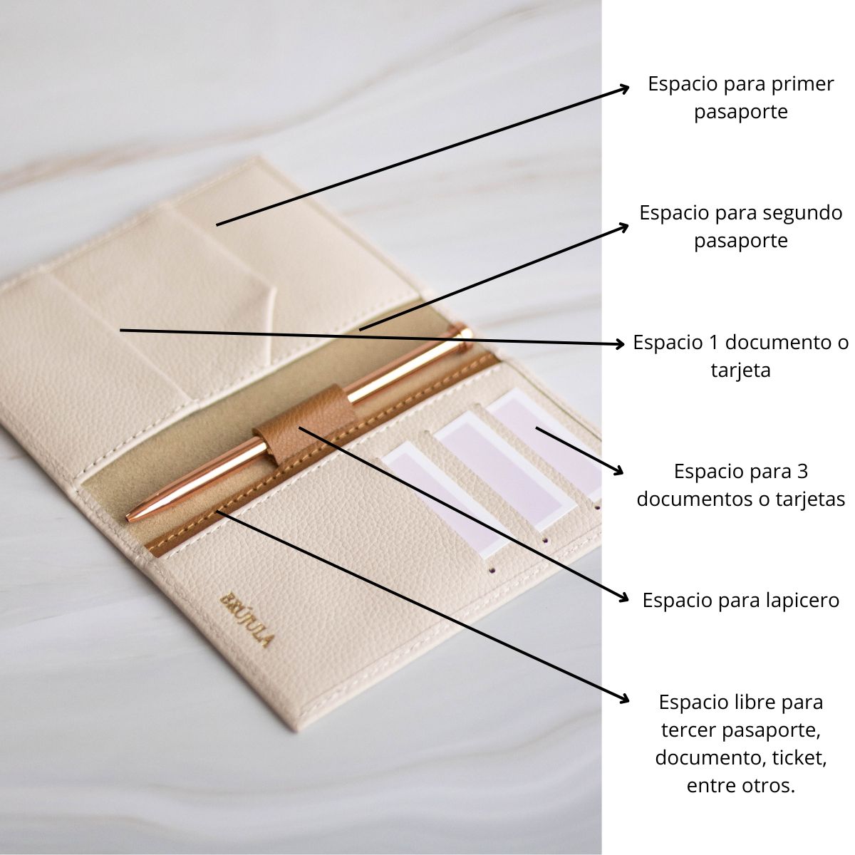 Portapasaporte  personalizable - hueso