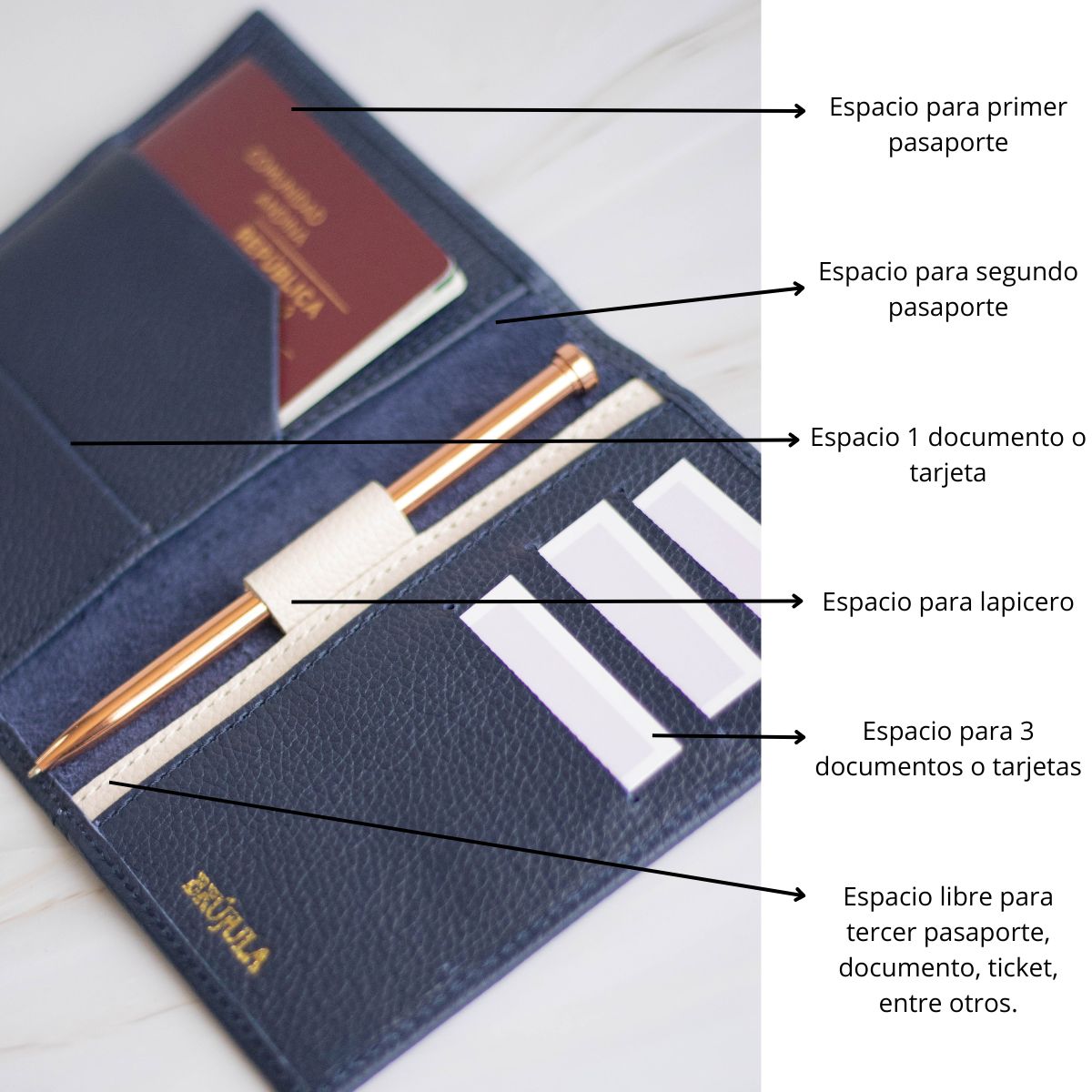 Portapasaporte  personalizable - Azul