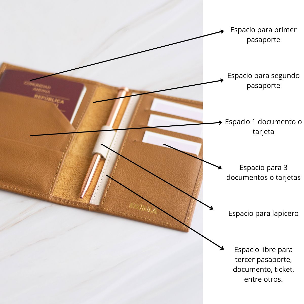 Portapasaporte  personalizable - camel